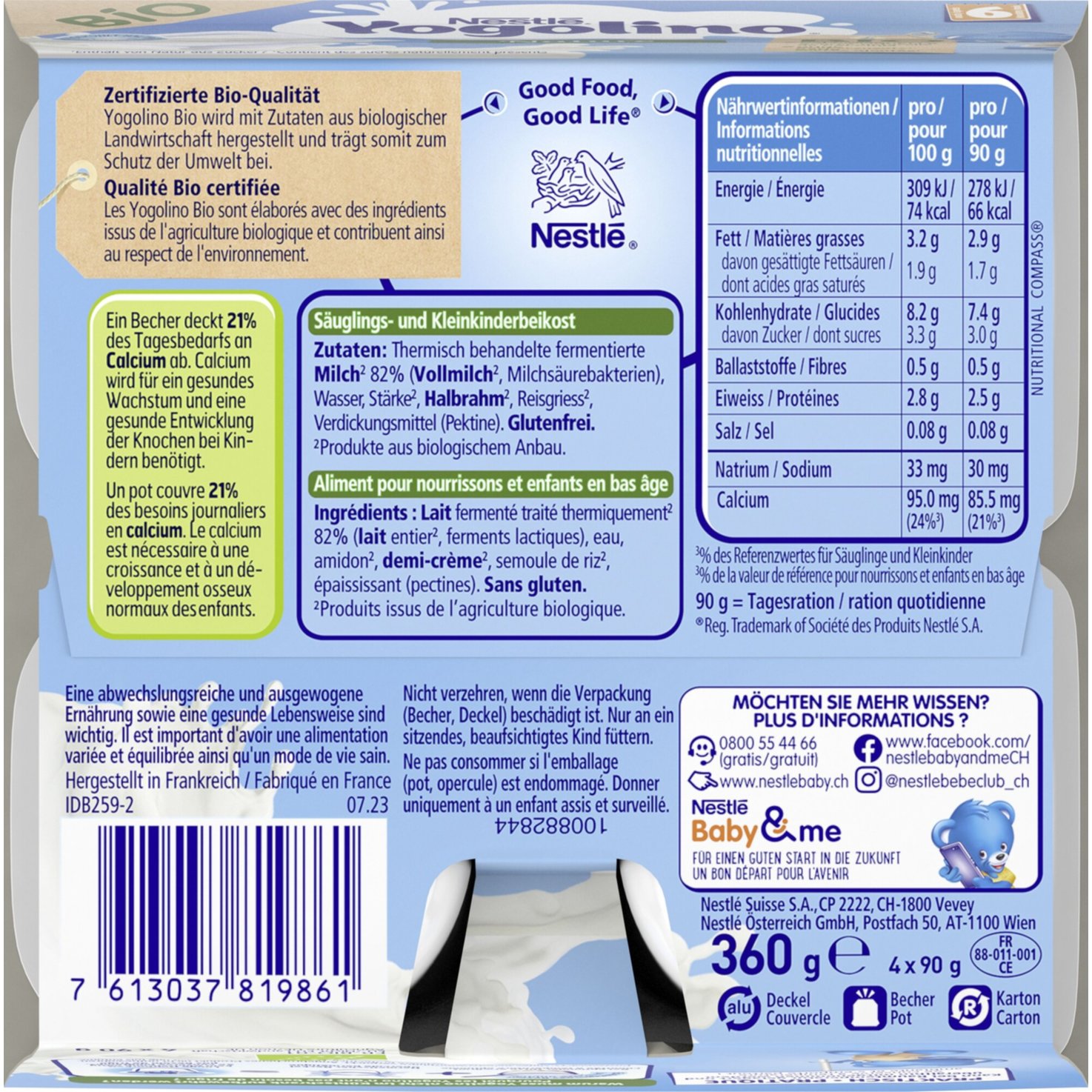 Nestlé Yogolino Bio Birne & Banane 4x90g +6 Monate