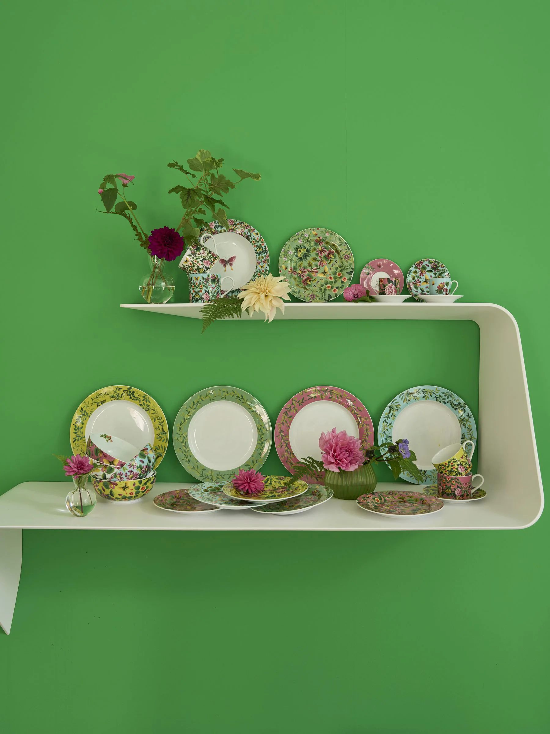 Designers Guild set van 4 Ikebana Damask theekopjes met schotel