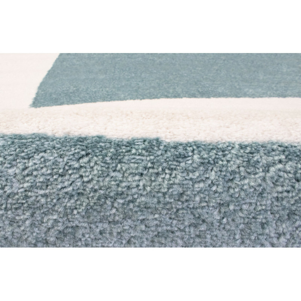 Tapis salon chambre poils ras doux motifs géométrique bleu blanc 150x200cm- décoration- mobilier d'intérieur