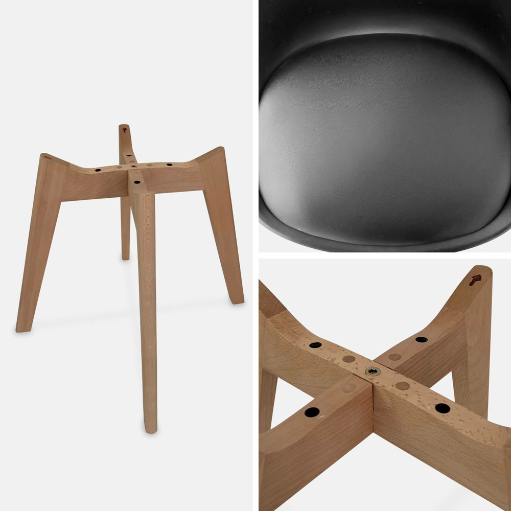 Lot de 4 chaises scandinaves. Pieds bois de hêtre. Chaise 1 place. Noirs