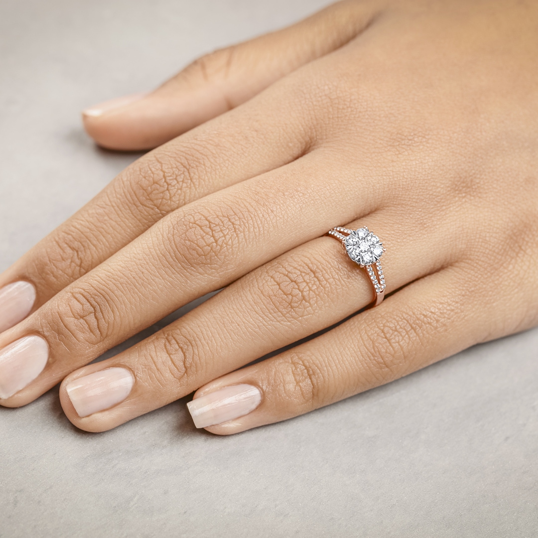 0.74 Karat Diamanten Verlobungsring 750/18 K Roségold