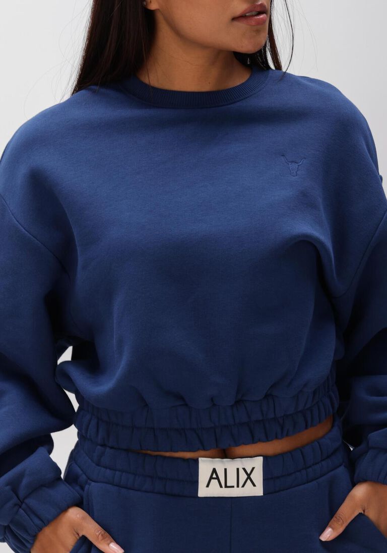 donkerblauwe alix the label sweater ladies knitted cropped a sweater