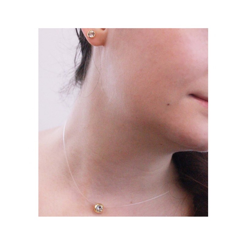 Boucles d'oreilles Moon - Doré et Cristal