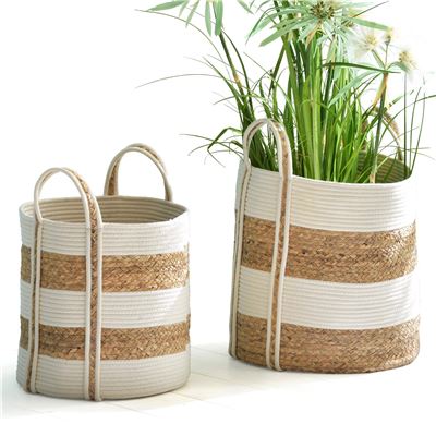 Paniers bicolores tressés - Set de 2