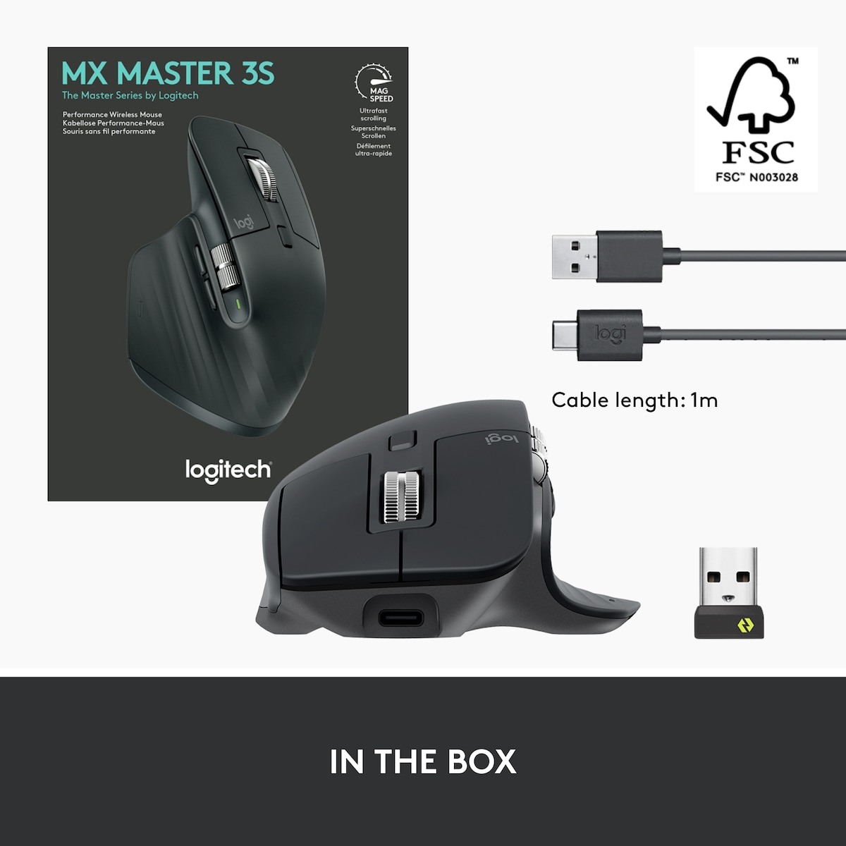 Logitech MX Master 3S trådløs mus (grafitt)