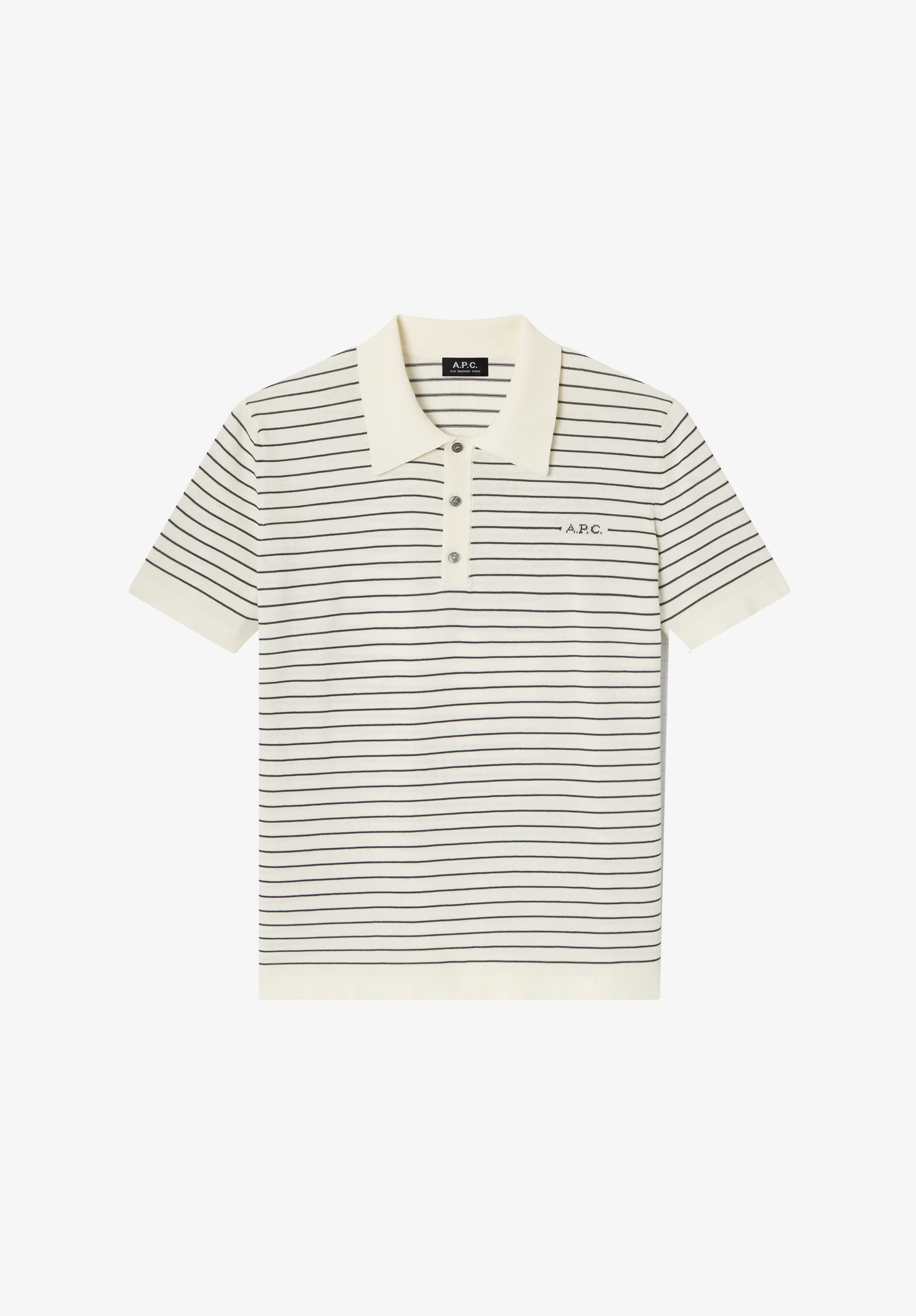 Polo écru ajusté à rayures - Ecru/kaki