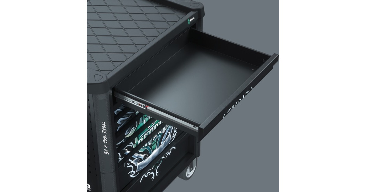 Wera9700 Tool Rebel werkplaatswagen 1, 94-delig gereedschapswagen  (Zwart, Incl. 4 schuimrubber inzetstukken met gereedschap)