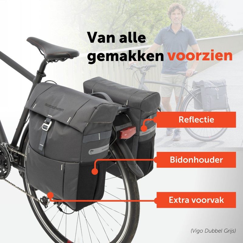New Looxs Vigo Double Dubbele Fietstas - 37 Liter - Zwart
