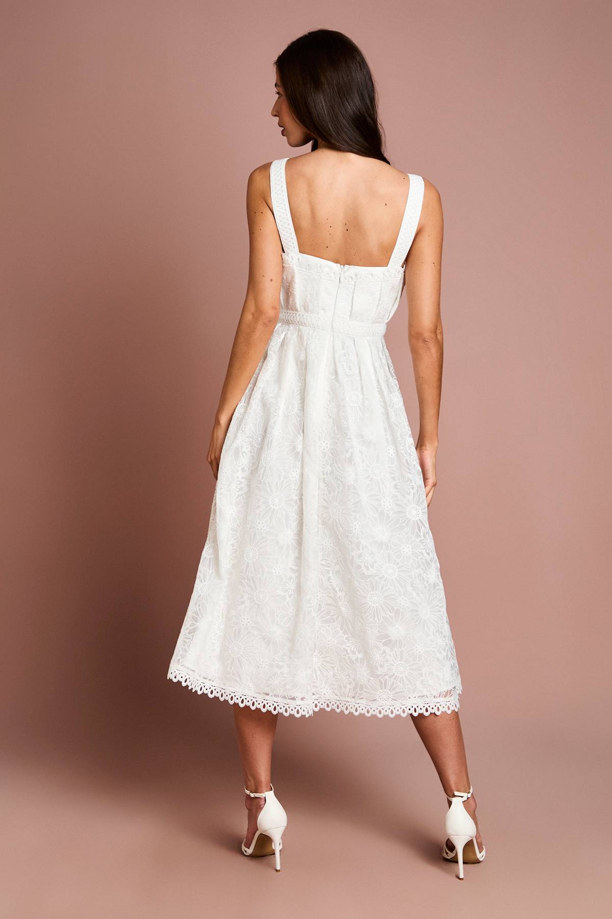 Coast Robe Midi En Dentelle À Corsage Éventail