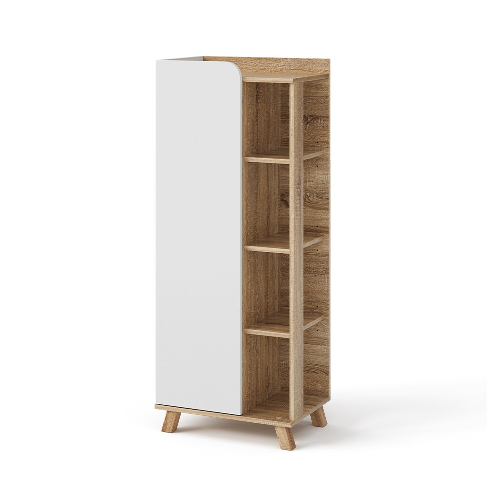 Vicco Midischrank Karen 50 x 128 cm, Sonoma Weiß, Badschrank, schmal, Badezimmer, modern