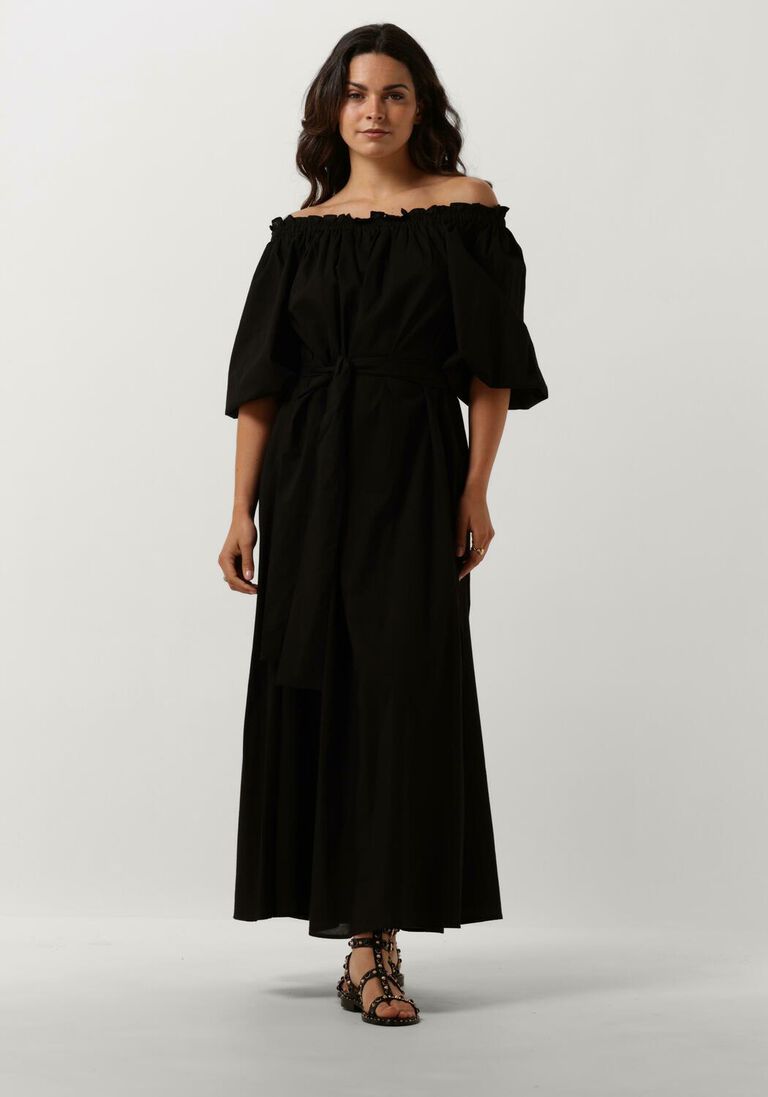 NOTRE-V zwarte notre-v maxi jurk nv-danya off shoulder dress