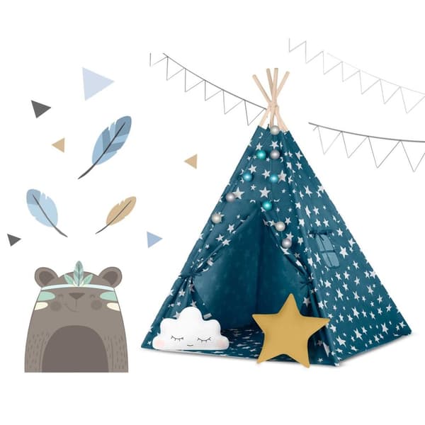 Hver liten eventyrer trenger sin egen tipi!Barneteltet i form av en indisk tipi er en populær interiørdetalj til barnerom.Hovedtrekk:- Naturmaterialer