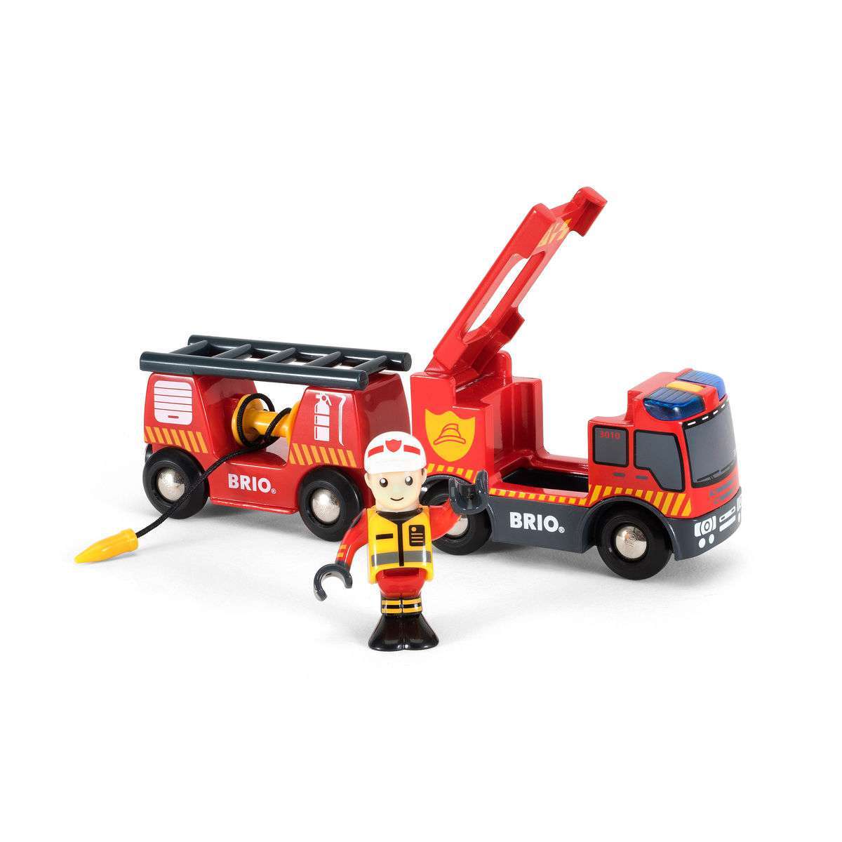 BRIO Spiel Feuerwehr-Leiterfahrzeug mit Licht & Sound