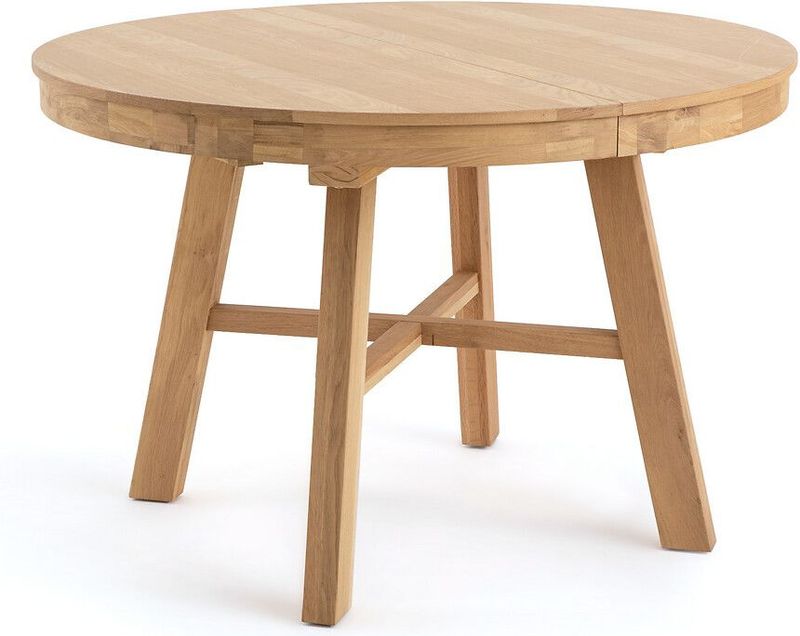 Zebarn - Uitschuifbare Ronde Tafel - Beige - MDF/Eikenhout