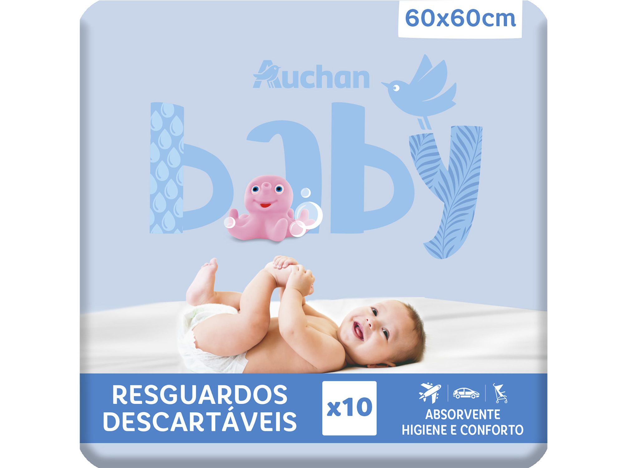 RESGUARDOS AUCHAN BABY DESCARTÁVEIS 10 UNIDADES 60X60CM