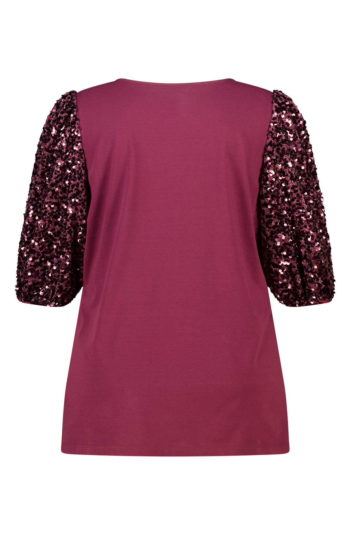 Top met pailletten pofmouwen Donker rood