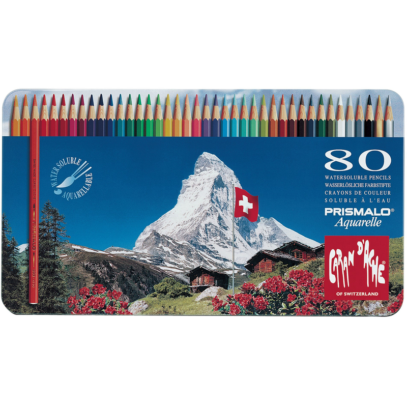Caran d'Ache Farbstifte Prismalo Aquarelle, 80er Schachtel, assortiert