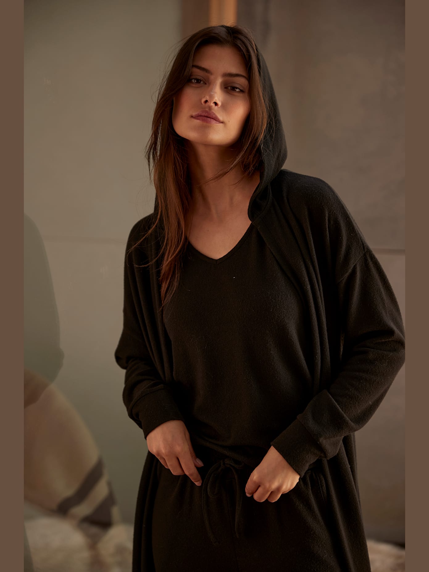 Veste en tricot cardigan confortable à capuche