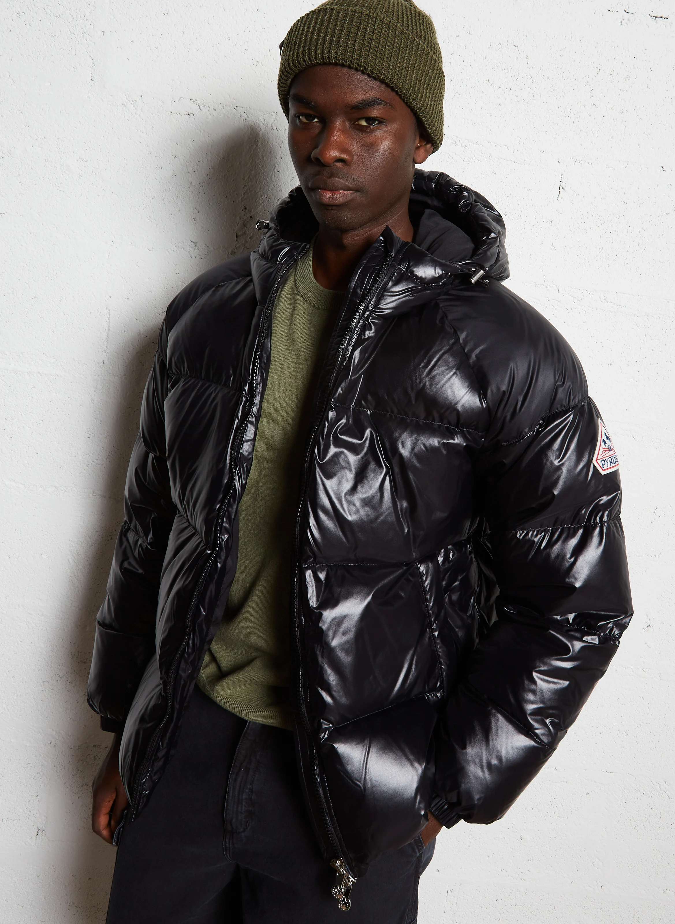 STEN - Doudoune ample col montant en fibres recyclées | Noir