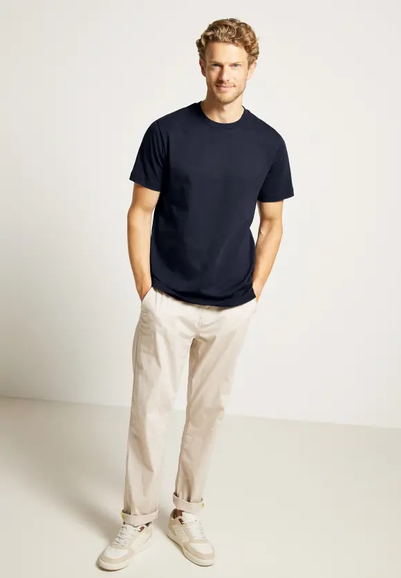 Basic T-Shirt in Unifarbe - nightshadow blue