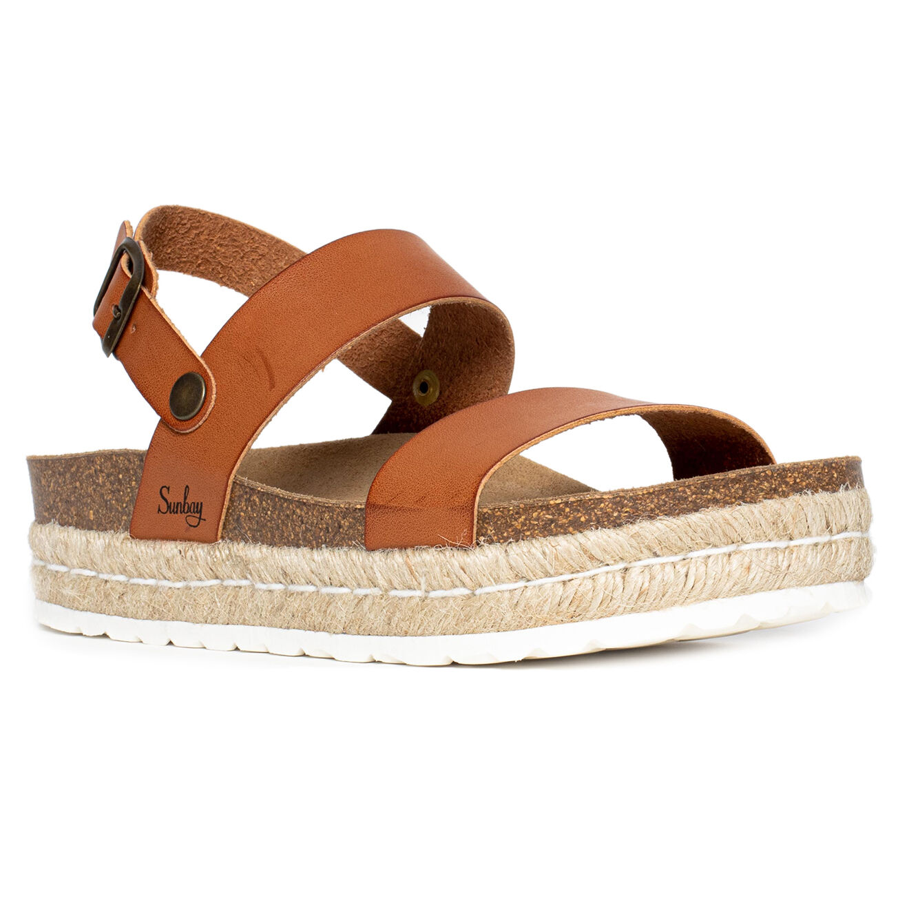 Sunbay Sandales à plateforme en Cuir Kalmie camel
