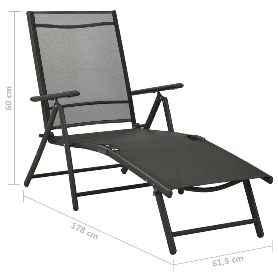 vidaXL - Loungeset - Zwart - Aluminium