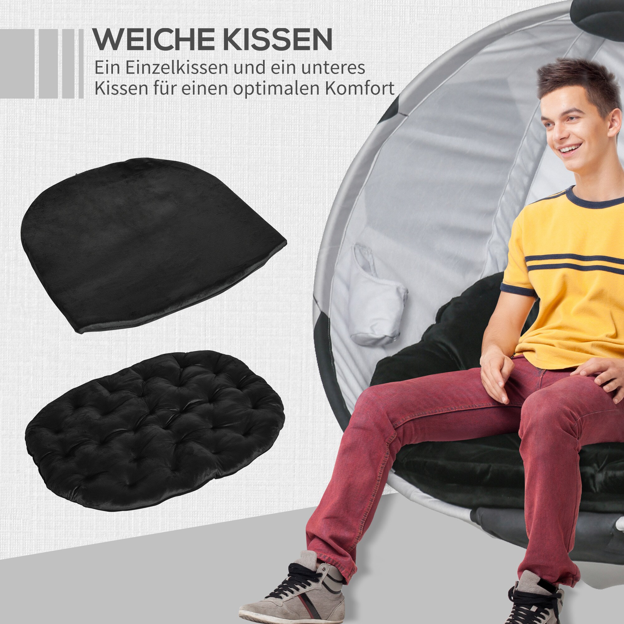 Outsunny Hängesessel im Fußball-Design bunt 126L x 114B x 172H cm