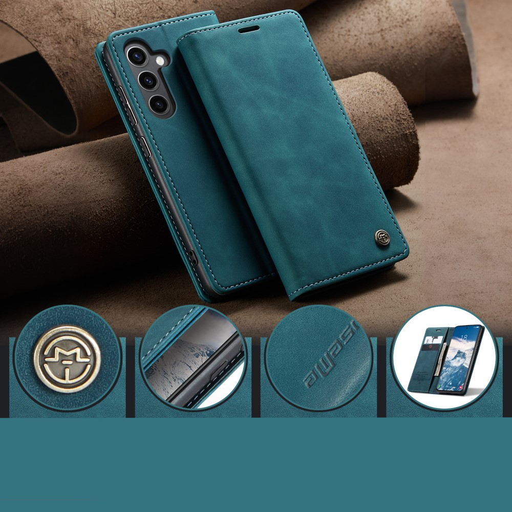 Samsung Galaxy S25  Plus Leder Tasche Flip Wallet Etui mit Kartenfächern - Blaugrün