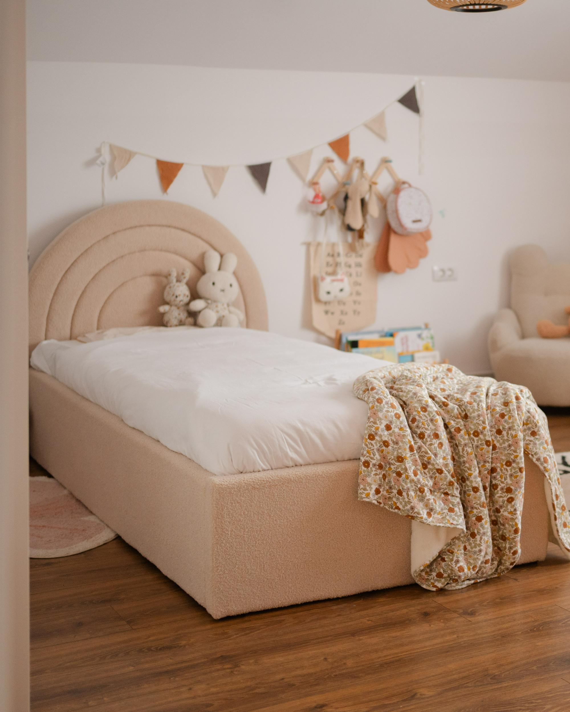 Kinderbed met opbergruimte Stof ANET 90 x 200 cm Beige