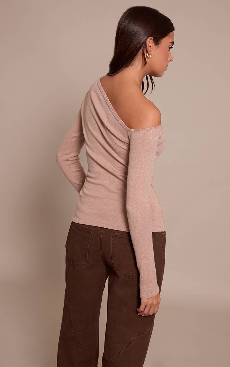 Taupe Haut Tricoté Asymétrique