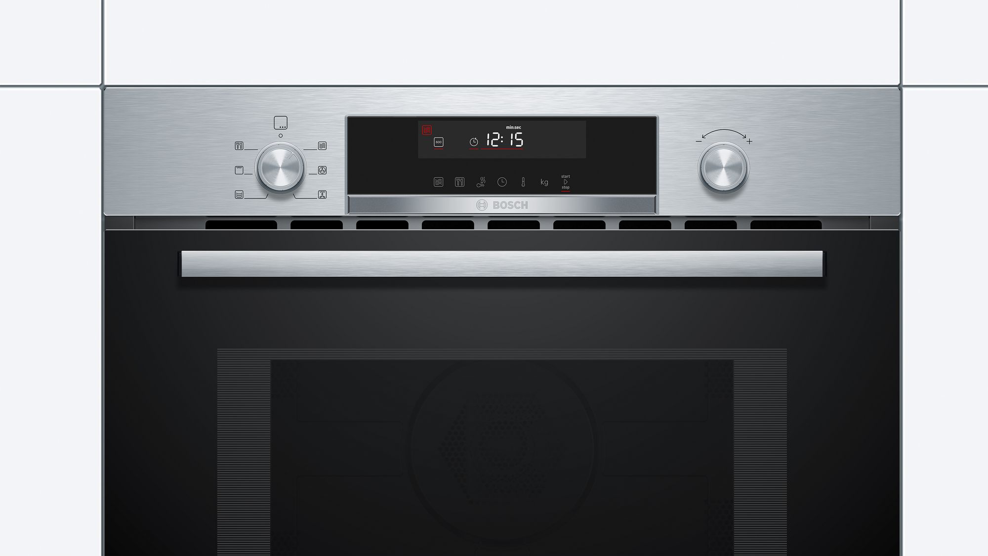 Forno compacto Série 6 com micro-ondas 60 x 45 cm em aço inoxidável CMA585GS0