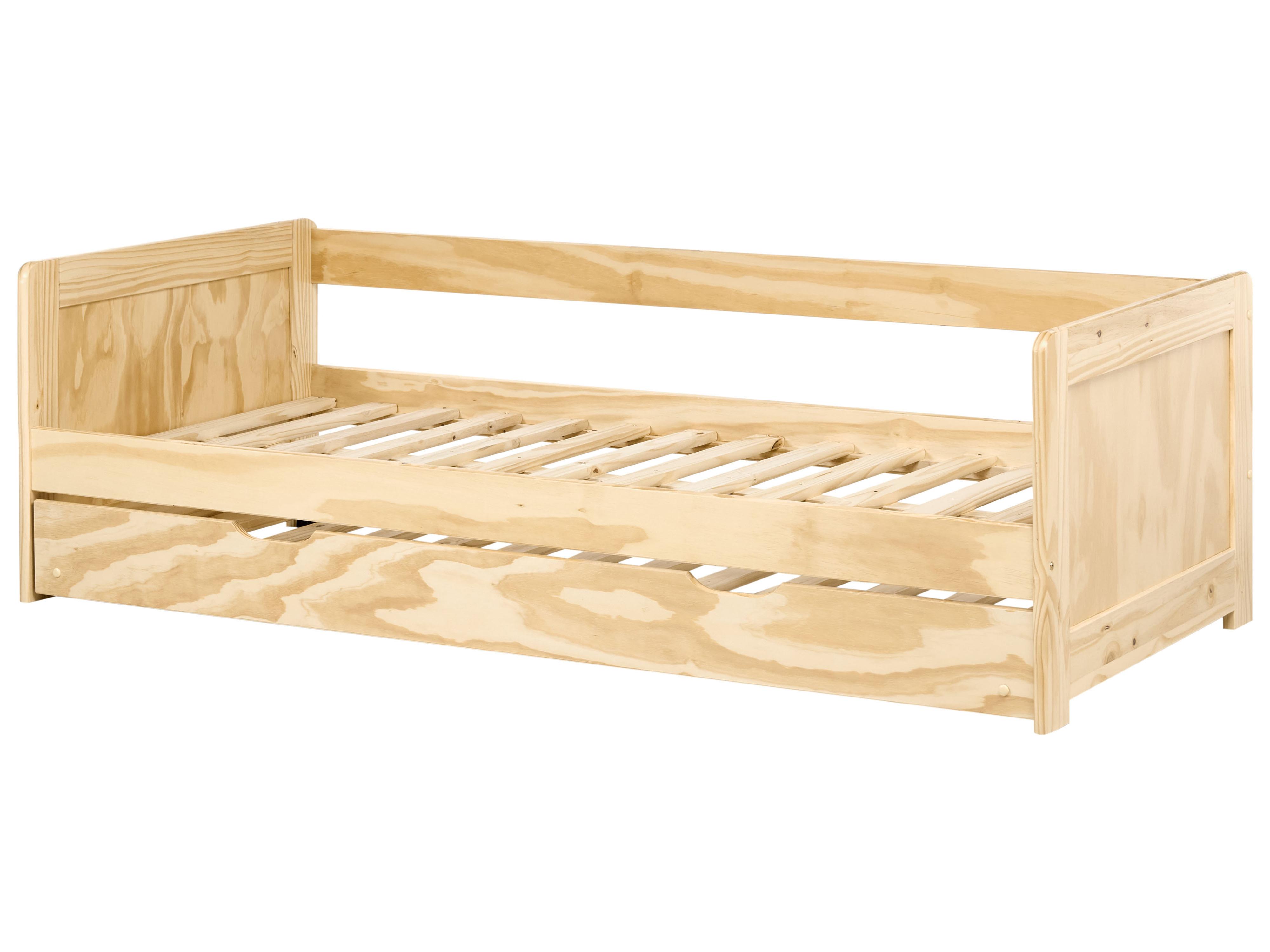 Onderschuifbed Dennenhout GRAVELINES 90 x 200 cm Lichtbruin
