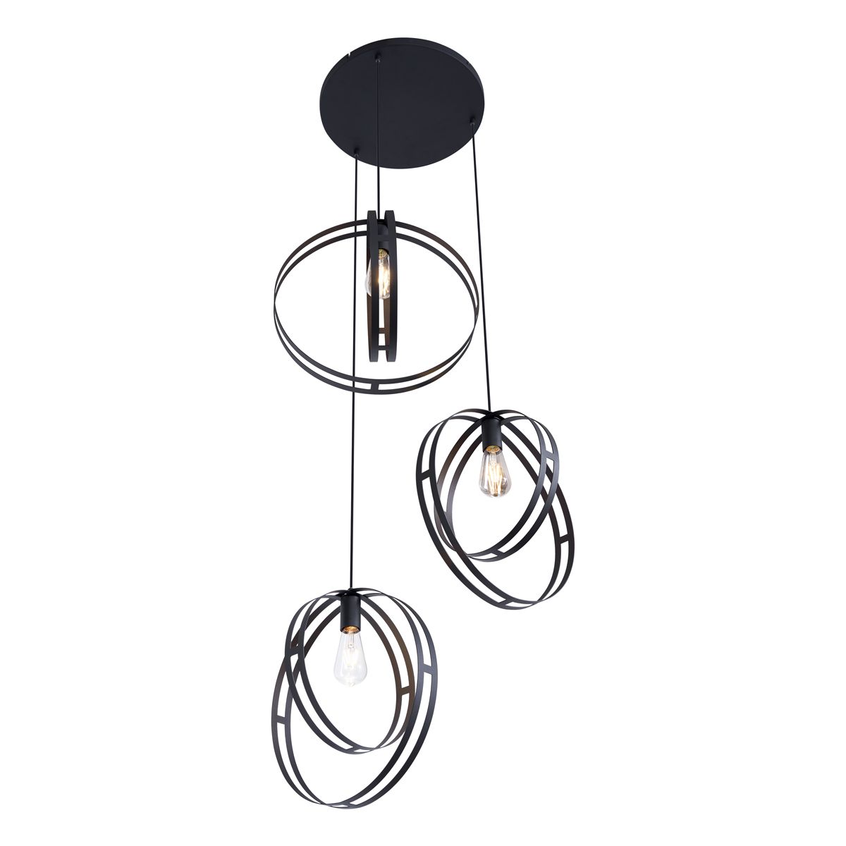 Design hanglamp zwart rond 3-lichts - Indu