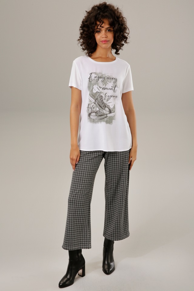 Aniston CASUAL Shirtbluse , mit Glitzersteinchen verzierter Frontdruck
