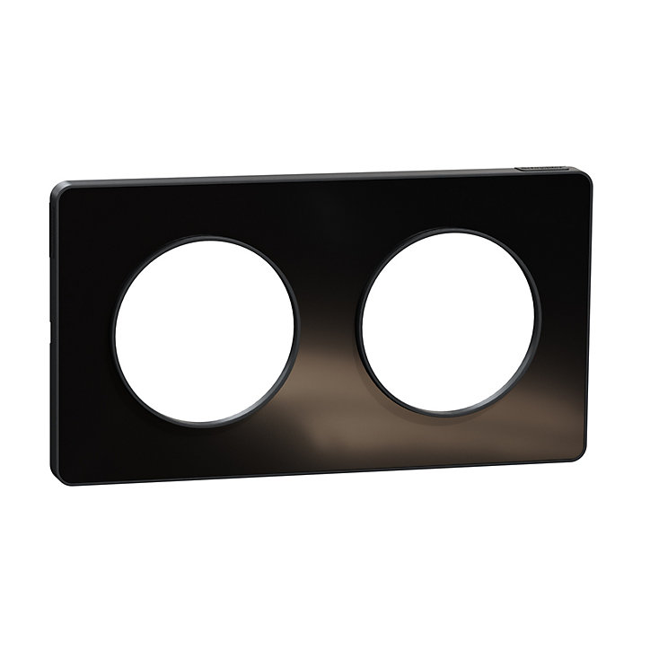 Plaque de finition double Schneider Electric Odace Touch miroir liseré anthracite