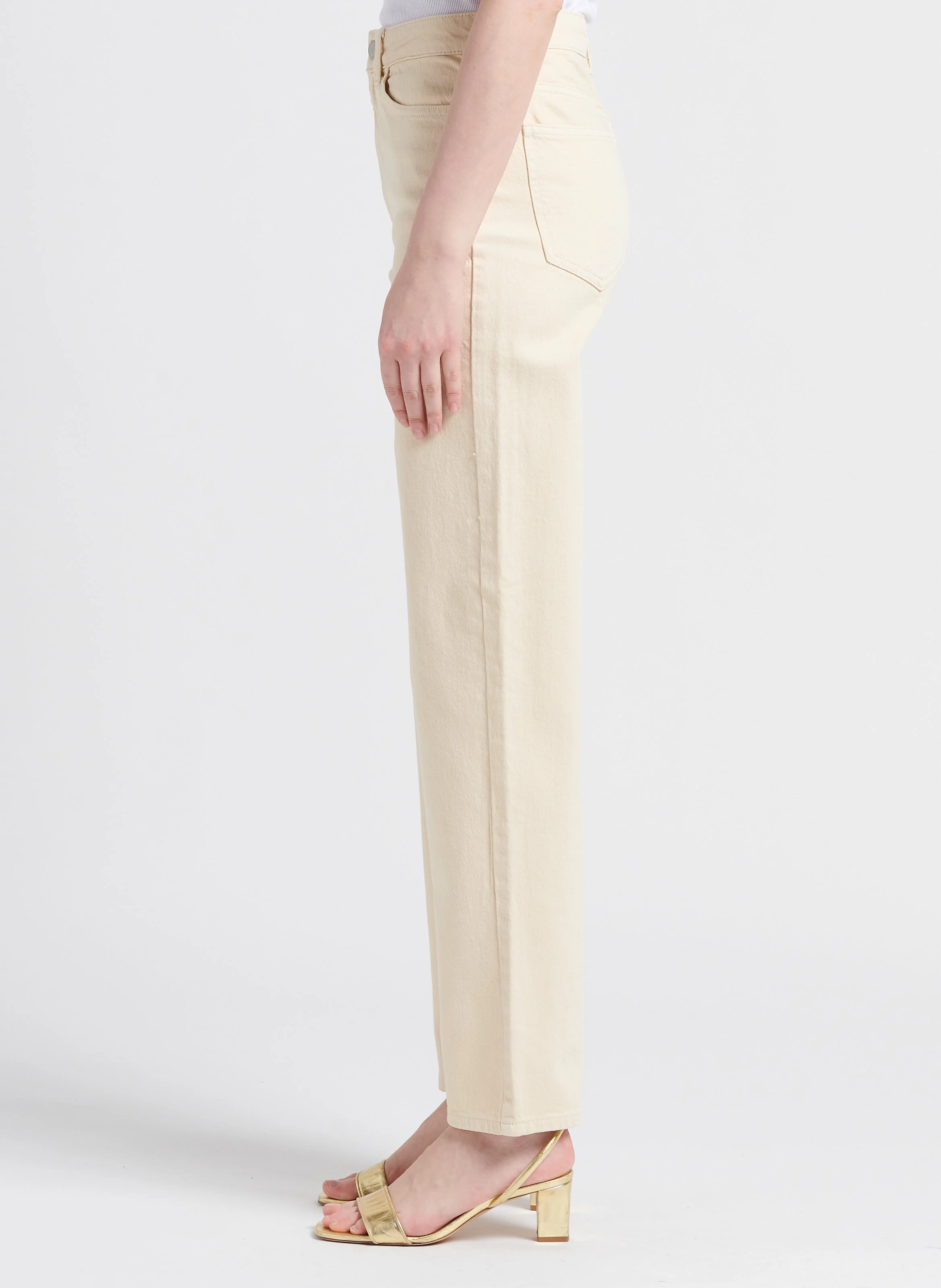 KELLY - Jean droit taille haute en coton | Beige