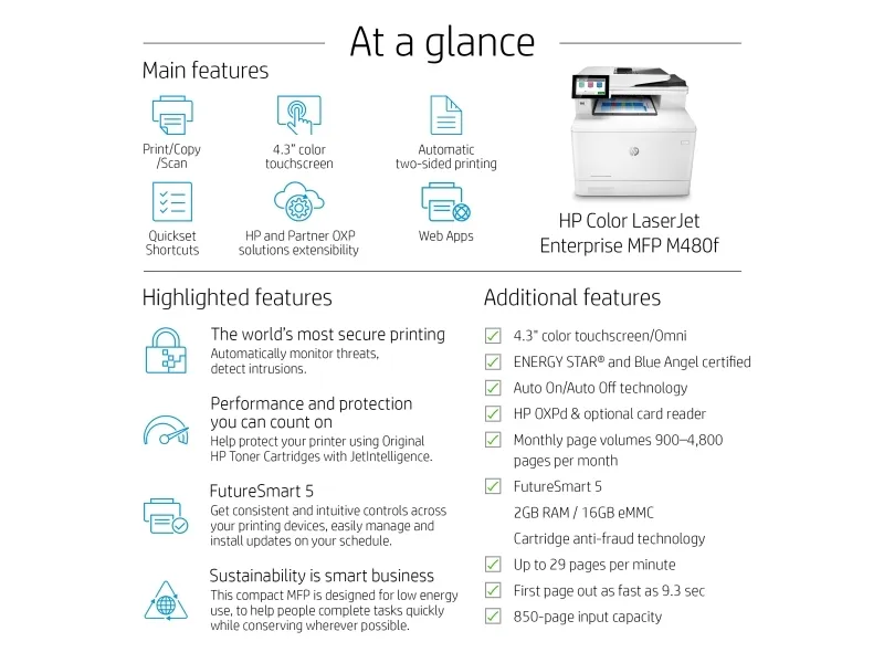 HP Color LaserJet Ent MFP M480f Printer