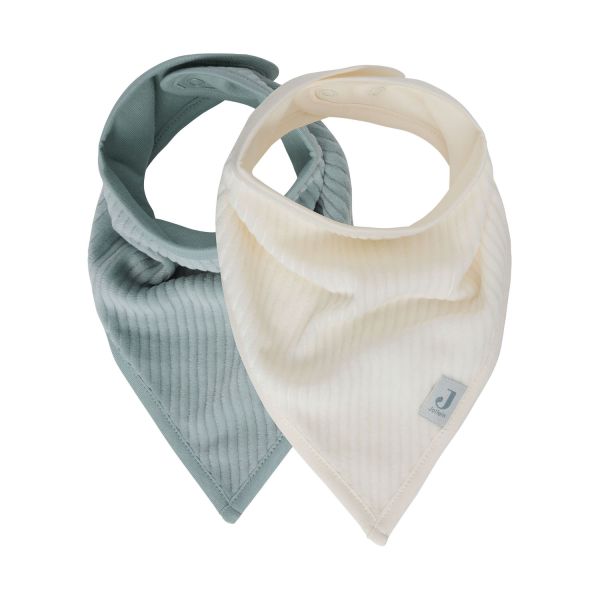 Jollein Slab Bandana - 2 Pack - Velvet Rib - Sea Green / Ivory