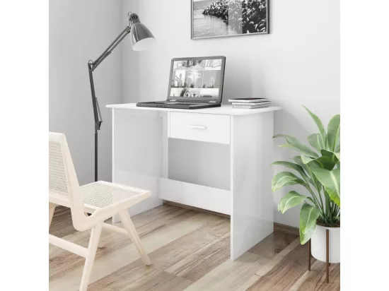 Bureau Blanc brillant 100x50x76 cm Bois d’ingénierie