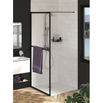 Allibert inloopdouche Milton 90x200 cm helder glas/mat zwart