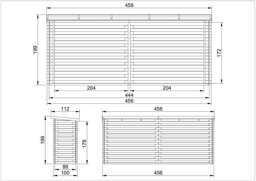 Abri à bûches 6,7 m3 - abri de stockage pour bois de chauffage - range bûches extérieur - abri à vélo/container - M203
