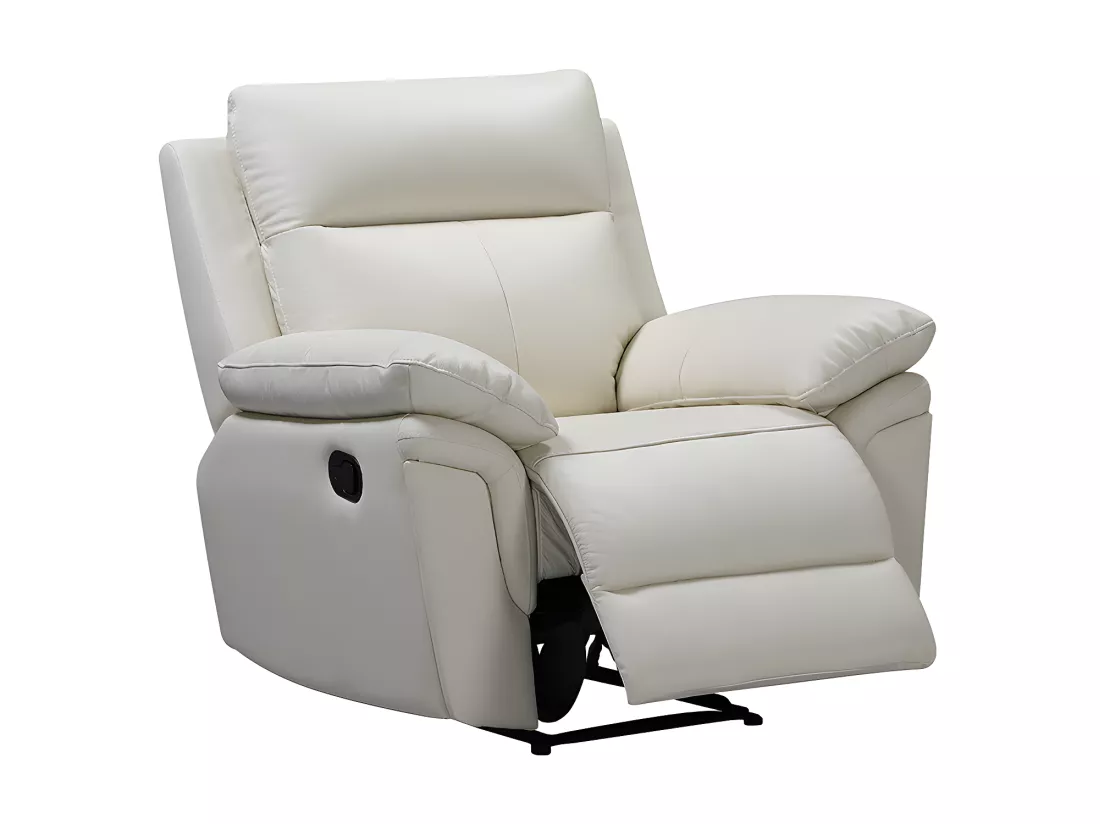 Canapé 3 places et un fauteuil relax en cuir de buffle PAKITA - Ivoire