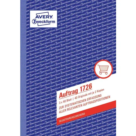 Avery Zweckform 1726 Auftrag, A5, selbstdurchschreibend, 3x40 Blatt