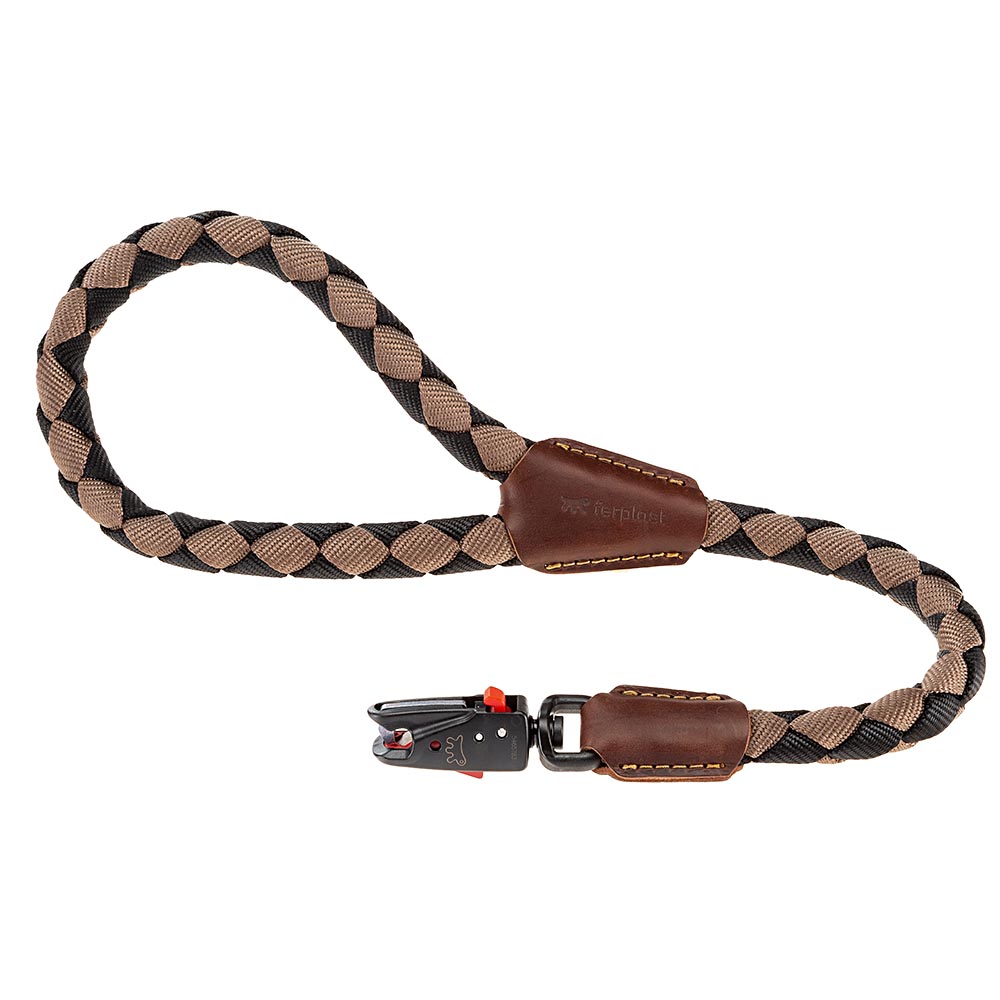 Laisse courte pour chiens en nylon tressé twist matic gm12/60, avec mousqueton magnétique automatique