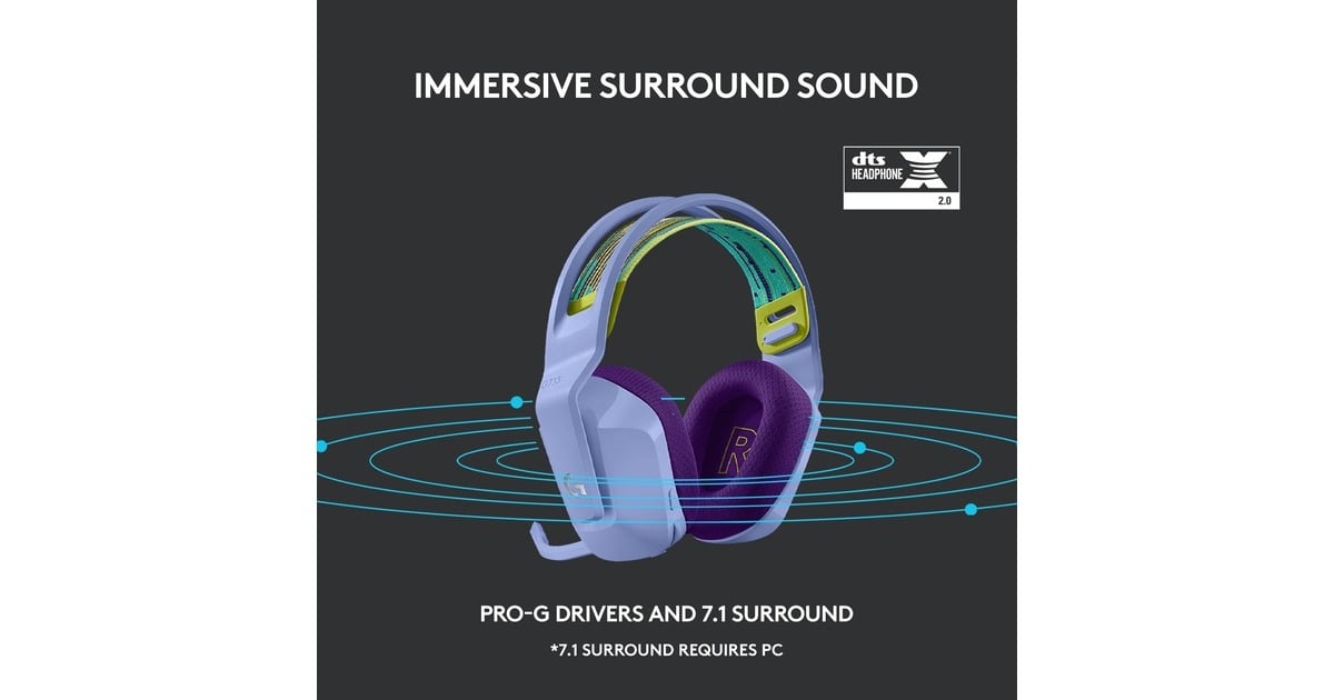 LogitechG733 LIGHTSPEED Wireless RGB  over-ear gaming headset  (Lila, Pc, PlayStation 4)