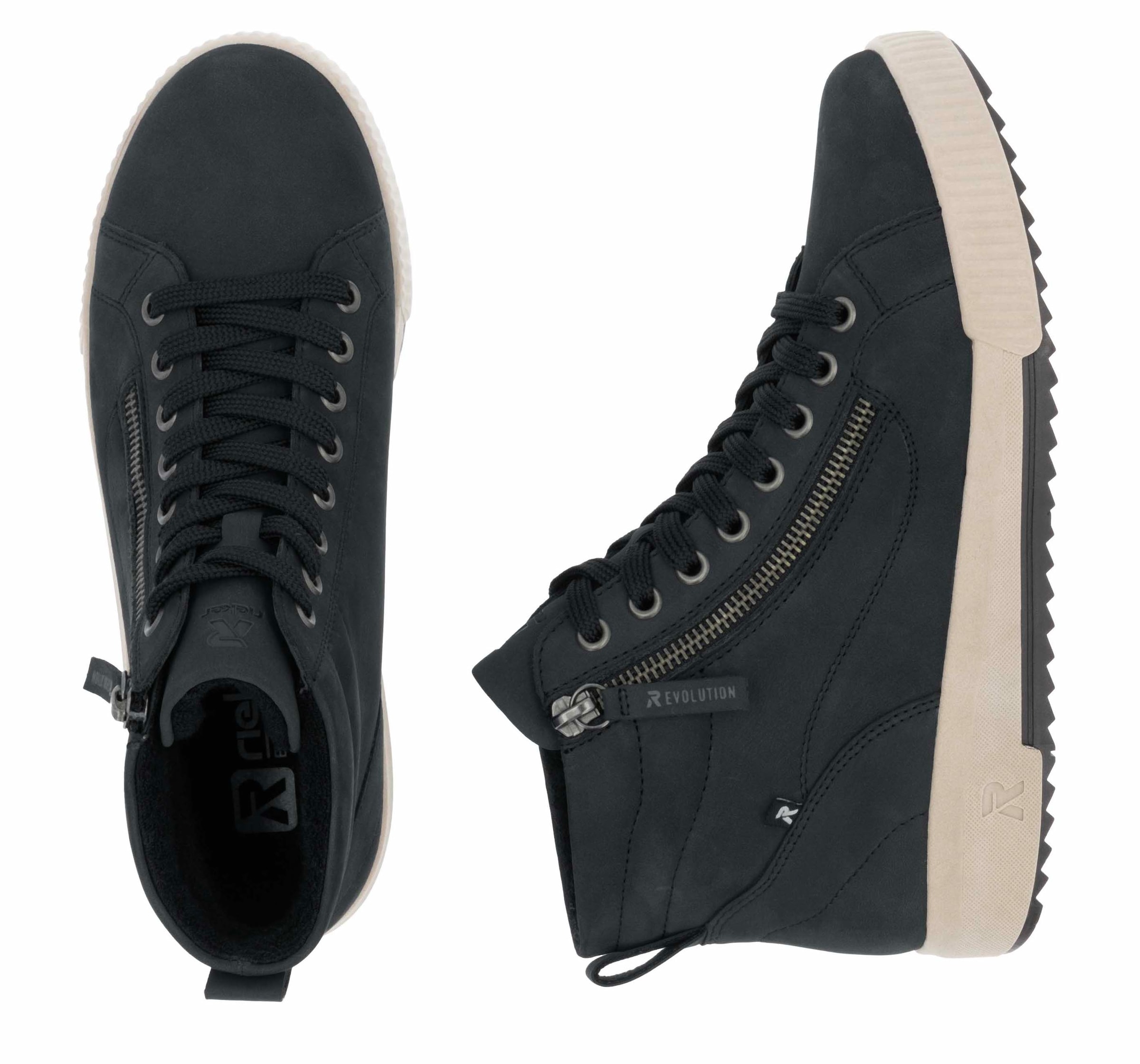 RIEKER Sport Schnürboots  , Stiefelette, High Top Sneaker, Freizeitboots mit Reissverschluss