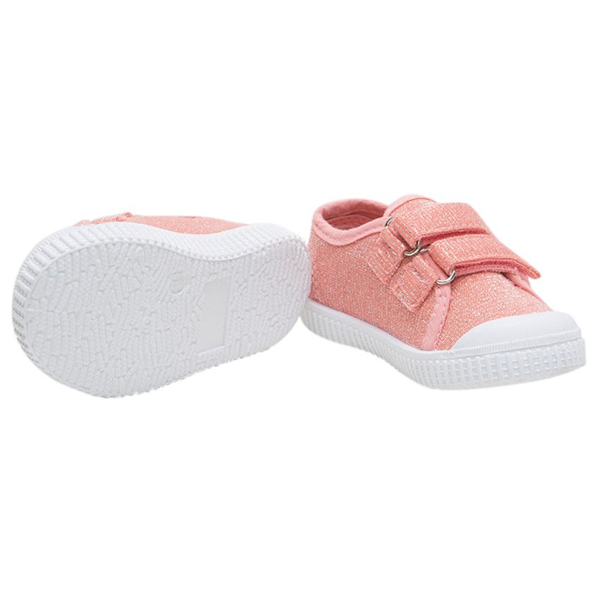 Baskets basses corail en toile mélangées de fils brillants du 24 au 29 - Rose