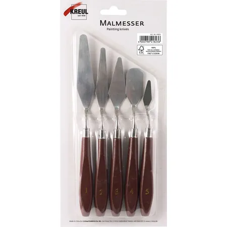 KREUL Malmesser 5er Set mit Metallklingen und Holzgriffen