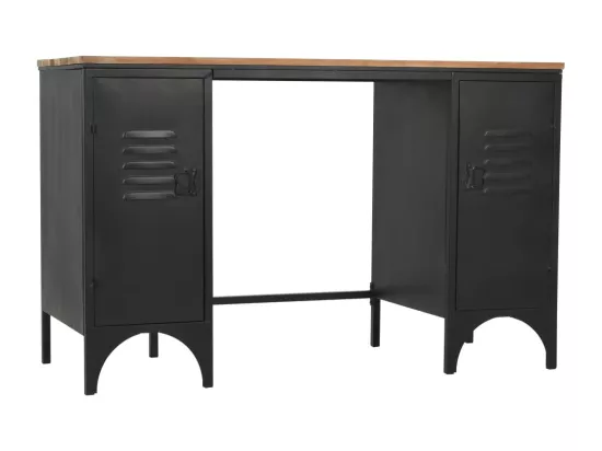 Bureau à double piédestal Bois de sapin et acier 120x50x76 cm