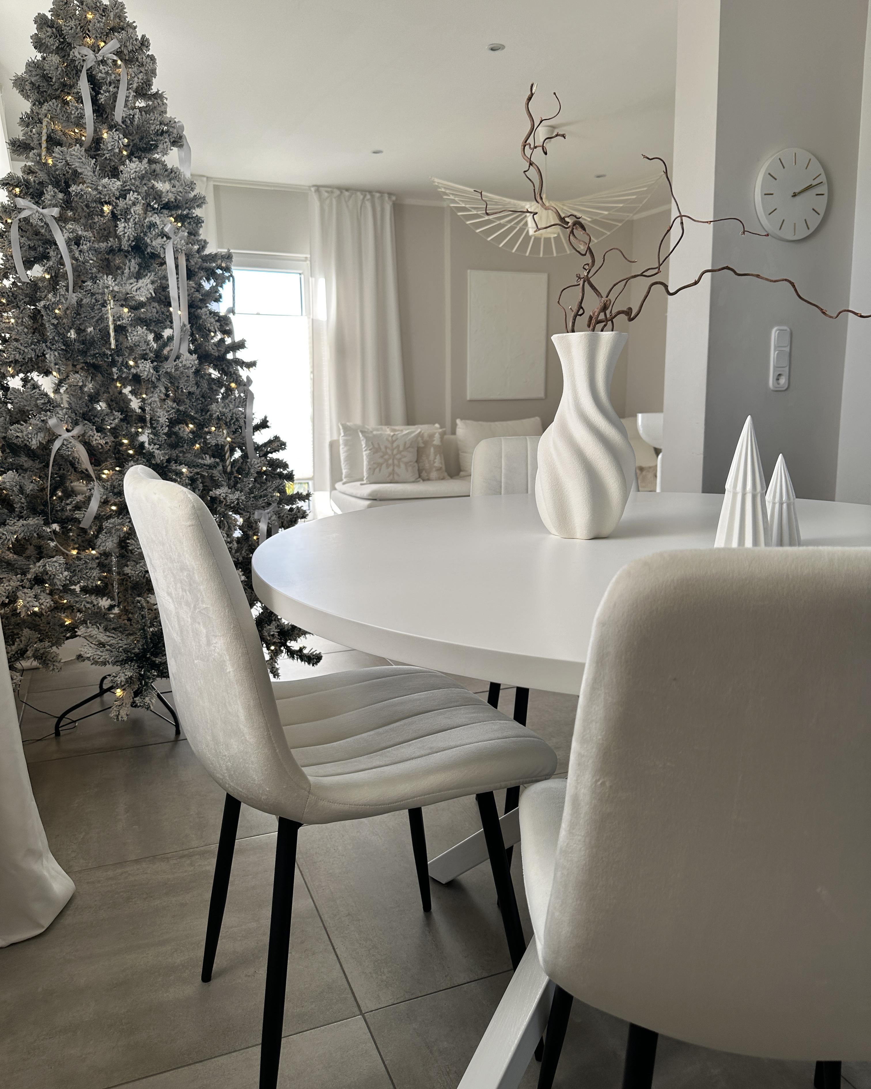 Set van 4 eetkamerstoelen KALISPELL Fluweel Gebroken wit